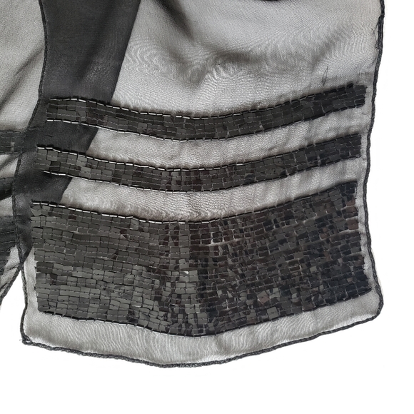 Sheer Black Sequined Scarf - Picture 5 of 6